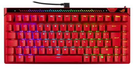 ASUS ROG Falchion Ace 75 HE Red Gaming-Tastatur | Rot | kabelgebunden USB 2.0, QWERTZ-Layout, Hot-Swap-fähige ROG HFX V2, Rapid Trigger-Toggle, Touch-Panel, 8000 Hz Polling-Rate