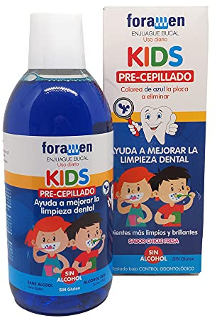 Enjuague bucal Infantil Pre-Cepillado 500ml · Especial para niños · Desarrollado de forma y composicion saludable · Protege encías y dientes