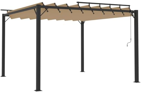 vidaXL Gazebo with Louvered Roof Canopy Shelter Party Tent Patio Pavilion Outdoor Living Marquee Wedding Shelter Tent Fabric & Aluminium Taupe