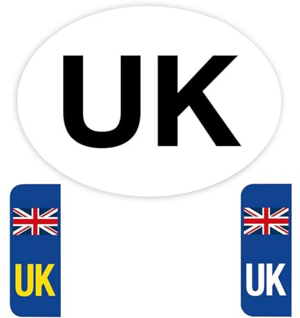 3PK UK Car Stickers for Europe GB Stickers for car UK car Sticker UK Number Plate Stickers - Legal Size - Vinyl Self-Adhesive, Weather Resistant - Union Jack Replaces EU Flag Brexit (1)