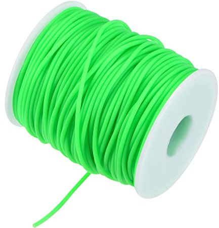 sourcing map Gummischnur 55 Yards 2mm Durchm. 1,5mm Loch hellgrün hohle Schläuche für DIY