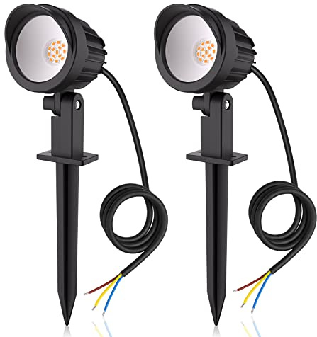 MEIKEE Outdoor Garden Landscape Lights 500LM Spike Lights LED Landscape Spotlights IP66 Waterproof Lawn Light Decorative Light for Garden Lawn Landscape Patio Backyard Warm White 2 Pack 1M Cable