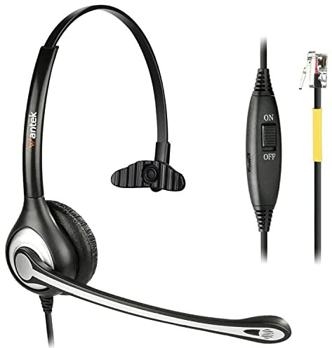 Wantek Casque de téléphone avec microphone antibruit, casque mono RJ9 pour téléphone de bureau compatible avec Yealink T21P T23G T41S T46S T48S Avaya 1608 9608 9611G Grandstream GXP1620 2130 Snom