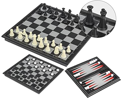 Andux Foldable Magnetic Three-in-one Board Game Set, Chess,Backgammon,Checkers CXYXQ-02 (S) 2013