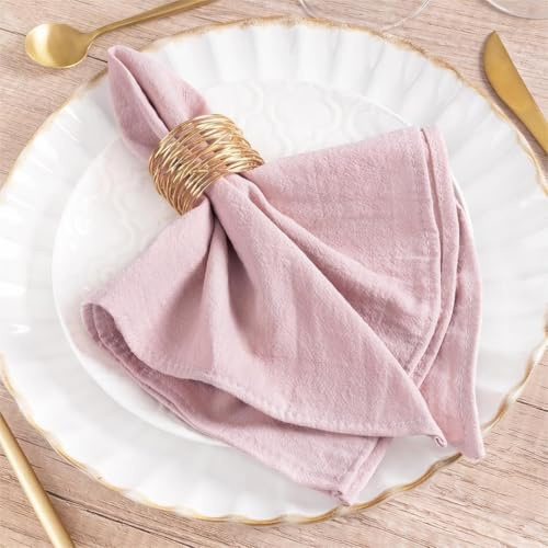 MLMW Rosa Leinenservietten, Stoff-Set, 8 Stück, Baumwolle, waschbar, 40,6 x 40,6 cm, für Hochzeit, Party, Babyparty, Brautparty, Geburtstag, Tischdekorationen