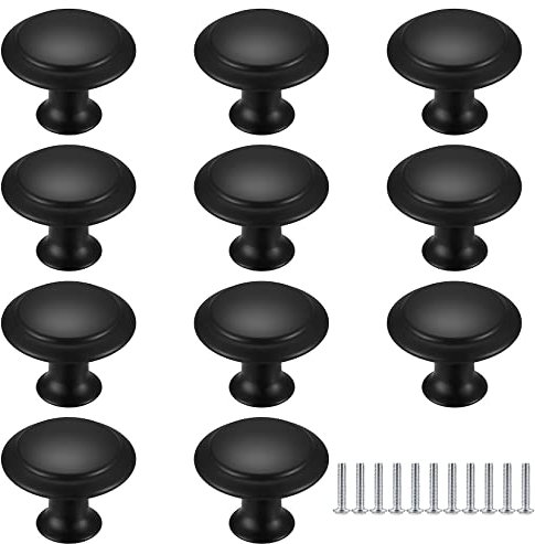 YOUYIDUN 11 Pcs Small Black Drawer Knobs, Cupboard knobs, Kitchen Cabinet Knob Handles, Round Furniture Knobs, Black Cabinet Door Knob, Little Drawer Handle for Kitchen Cupboard, Wardrobe knob Handle