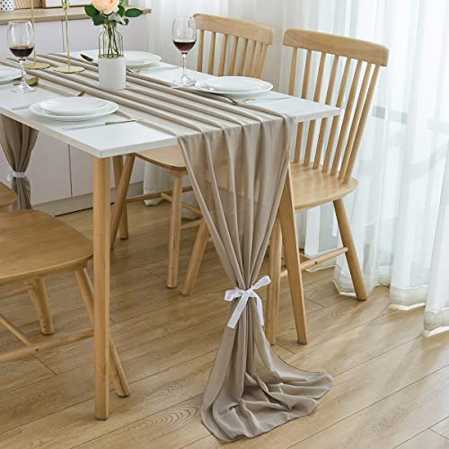 CHUQING Tischläufer Chiffon,70x420 cm,in Kamel,Table Runner Hochzeit,Tischband Stoff für Geburtstage Weihnachten