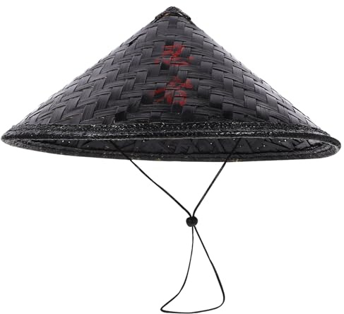 Gadpiparty Handgefertigter Japanischer Bambushut -Ritter Cosplay Asiatischer Fischhut Schwarzer Kostüm Mütze Leistung - -Reis Herren- 36 cm