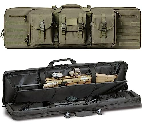 ACEXIER Double Rifle Bag Gepolsterte abschließbare Karabiner Lange Gewehrtasche Gewehrrucksack Waffentasche für Jagd Schießstand Schusswaffentransport mit Molle-System