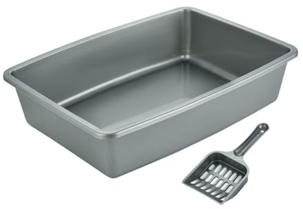 ALLC Katzentoilette Katzentoilette, Kunststoff-Katzentoilette mit Streuschaufel, große Katzentoilette, geeignet for Kätzchen Glatte Oberfläche Leicht zu Reinigen (Color : Gray, Size : A)