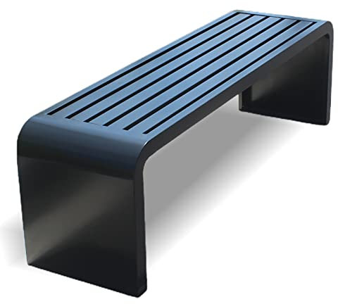 ETKIN Gartenbank Metall, 2-12 Sitzer Sitzbank, Wetterfest, Ohne Lehne, Parkbank bis 225kg belastbar, Terrassenbank für Garten, Balkon, Terrasse, Schwarz, 120x40x45cm