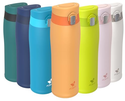 AORIN Borraccia Termica, Borraccia in Acciaio Inox 18/8, 750ml Borraccia Bambini, Bottiglia Termica Senza BPA e Perdite, Thermos per Sport, Outdoor e Pendolarismo con 2 Coperchi