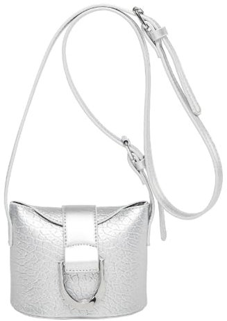 YEAMKE Damentasche, Damen-Umhängetasche, Umhängetasche, Beuteltasche, Silber, 14 * 8,5 * 11,5 CM