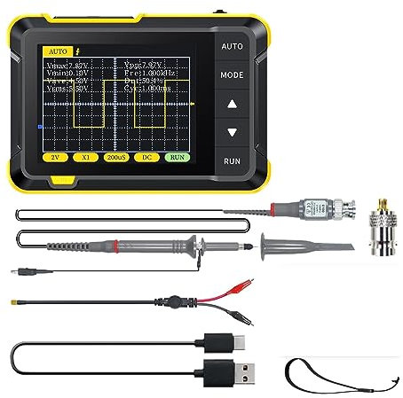 Equipo del osciloscopio de Digitaces, Mini osciloscopio digital portátil 2023 Última versión 2.5MSa/s 200KHz Ancho de banda analógico 800 Prueba de voltaje, corriente, condensador(NO.2(Option))