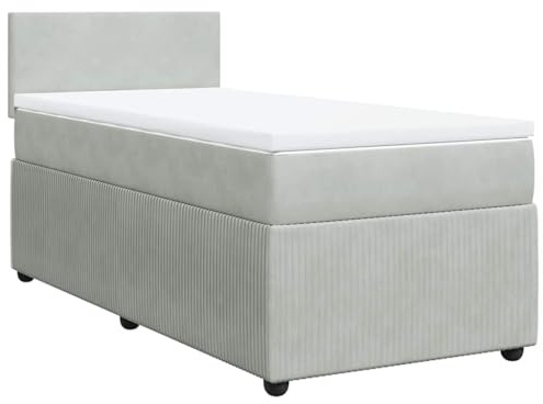 vidaXL Boxspringbett mit Matratze Hellgrau 80x200 cm Samt