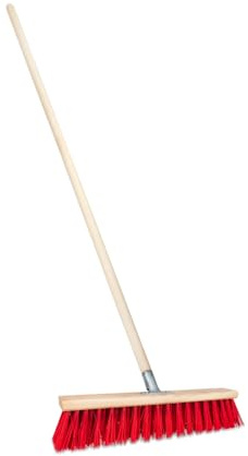 Straßenbesen mit Stiel Holz draußen Gartenbesen Industriebesen Robuster Outdoor Besen mit Stabilen Borsten für Hof Garten und Gehwege (40 cm mit 130 cm Holzstiel Ø 28)