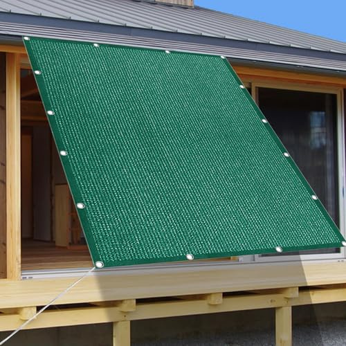 Tenda a Vela Traspirante Rettangolare 420 x 440 cm, Antivento, Traspirante,98% Anti UV, Frangisole Rete Ombreggiante, Traspirante Tenda a Vela, per Giardino, Pergola, Verde Scuro