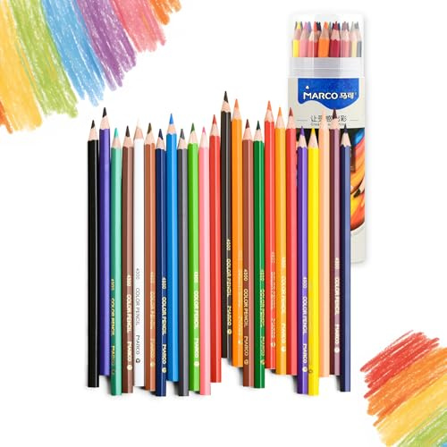 MARCO Buntstifte - Farbstifte Set - 36 Farben, dicke Ölkreideminen in Holzstiften, Serie D4300. Ein geeignetes Geschenk für Kunstliebhaber und Maler