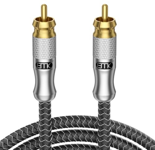 EMK Cavo RCA Cavo per Subwoofer Cavi Audio RCA Coassiale Digitale S/PDIF Placcato oro Maschio a Maschio (Doppio Schermo, Punta Divisa), Cavi COAXIAL per altoparlanti, Soundbar, TV, Mixer, DVD (8 m)