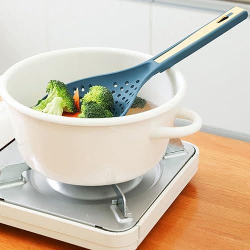 Fydun Cuchara Espumadera de Plástico de Gran Capacidad, Resistente Al Calor, Cuchara Ranurada Fina Multifuncional con Clip, Suministros de Cocina para Familias