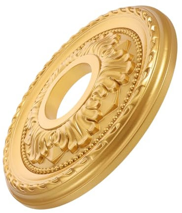 CHILDWEET Round Ceiling Medallion Decorative PVC Light Fixture Cover Gold Finish Small Size for Chandelier and Ceiling Fan Trim Ring, Wall Picture Light Accessory for Living Room and Bedroom