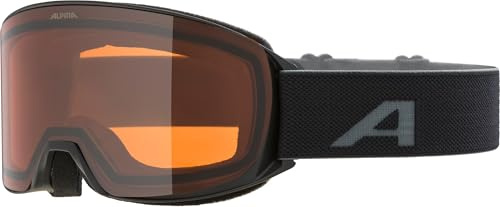 ALPINA NAKISKA Q-LITE - Maschera da sci OTG anti-appannamento, estremamente robusta e infrangibile, protezione UV 100% per adulti, black matt