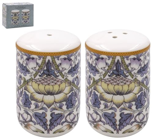 The Leonardo Collection Lodden Salt & Pepper by William Morris | Decorative Porcelain Shaker Set | Arts and Crafts Floral Design | Elegant Kitchen Tableware | Traditional British Heritage Gift