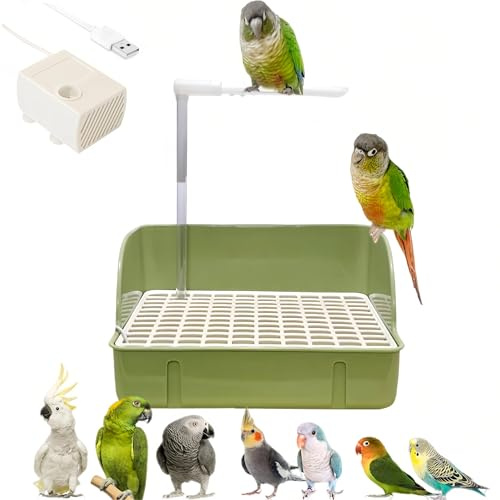 Vogeldusche Wellensittich Badewanne, Automatische Vogel Badewanne, Wellensittich Dusche mit Automatischer Wasserzirkulation, für Wellensittiche, Sittiche, Pfingstrosen Und Mittelgroße Papag (Grün)