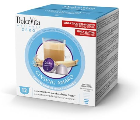 72 Capsule Dolce Gusto GINSENG AMARO DOLCE VITA - Senza Glutine - Compatibili con Macchine sistema Dolce Gusto - 6 Astucci da 12 -