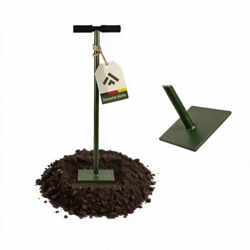 Bodenverdichter Handstampfer aus Stahl - Gartenstampfer mit 20x20cm Platte & Softgriff - Erdstampfer Betonstampfer für Kies, Sand, Asphalt - Verdichtungswerkzeug für Garten