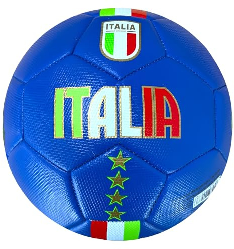 Mikado Sport Trefärgad fotbollsboll – Italienska bollar för träning och spel – stora och små fotbollar för barn och vuxna – utomhusspel för barn (nationell, storlek 5 (stor))