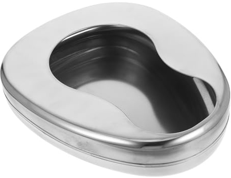 EXQUIMEUBLE Bettpfanne mit Deckel für Bettlägerige Patienten Edelstahl Robuste Tragbare Nachttopf und Ältere Menschen für Krankenhaus und Pflegeheim