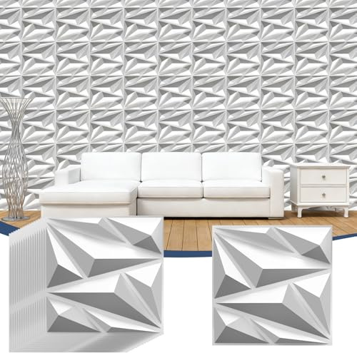 NZQXJXZ 20 Pack 3D Wall Panels for Interior Wall Decor, Designed Wall Decor 12''x12'', Paintable Wall Decorations for Living Room Bedroom Game Room Cover 20.Sq.Ft.