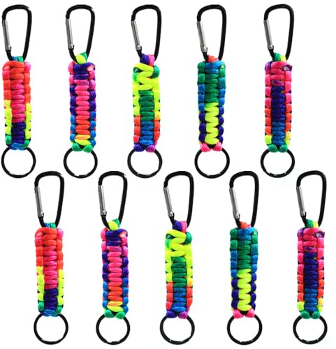 YDHfdc 10 Pezzi Portachiavi Paracord Moschettone Portachiavi Cordino Staccabile Moschettone Chiavi Colore Porta Chiavi per Chiave Campeggio Trekking Zaino