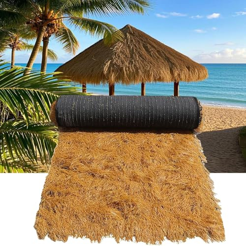 Tetto in paglia Tiki, tetto in paglia artificiale ignifuga, rotolo di paglia di palma sintetica impermeabile, per ombrelloni da esterno, ombrelloni da piscina, feste hawaiane, decora(Size:3.28x65.6ft)