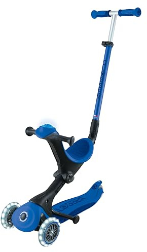 GLOBBER GO-UP Deluxe Lights – 3 in 1 Aufsitzrad, Laufrad und Scooter, verstellbar, LED-Leuchtrollen, Leuchtmodul