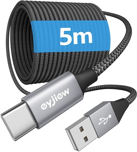 Lang USB C Ladekabel 5M, 5m USB auf USB C Kabel 3A Schnellladekabel Nylon | Für iPhone 17,17 pro,16,16 Pro, 16 Pro Max,15,Galaxy Galaxy S26 S25 S24 S23 S22 S21 A73 A72 A53 A51,Pixel 8/7