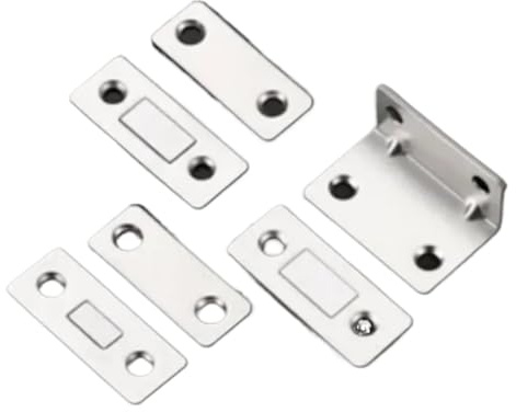 4 topes magnéticos para puerta, modernos cierrapuertas ocultos, diseño invisible de acero inoxidable, 90 grados, ideal para uso doméstico, ahorra espacio y fácil de instalar.