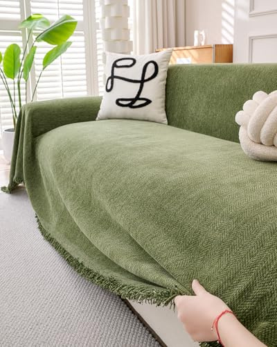 Erke Couch Cover Sheet Blanket, 3-Seat Standard Size Sofa Cushion Slip Covers, L Shape Sectional Furniture Decor Protector, Machine Washable Chenille Slipcover for Pets Dogs Cats