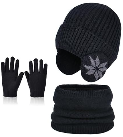 RunFar shop Gestrickte Wintermütze mit Schal, Kinder Wintermütze Schal Set, Strickmütze Kinder Mütze Set, Warme Winter Beanie Hut Babymütze Schal Beanie Schlupfmütze für Jungen Mädchen