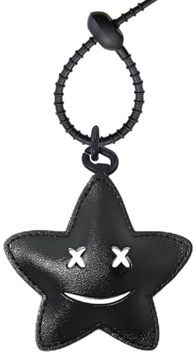 Schwarzer Stern Taschen Anhänger aus Leder, Bag Charm Leder Schlüsselanhänger für Damen, Aesthetic Y2K Anhänger Schlüssel, lustiger taschenanhänger, Taschenzubehör für Taschen Schlüssel Auto