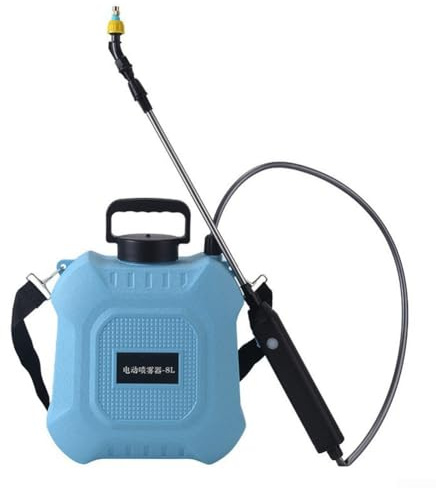 Zilimontt Spruzzatore elettrico da giardino con serbatoio d'acqua da 8 litri, asta telescopica e 3 modalità di spruzzo per la cura del prato, irrigazione delle piante e pulizia esterna (8 L)
