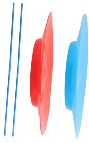 DECHOUS 2 pezzi Piatti Rotanti da Equilibrismo con Bastoncini per Adulti Rosso e Blu per Spettacoli di Circo e Gioco di Destrezza Facili da Usare e Imparare