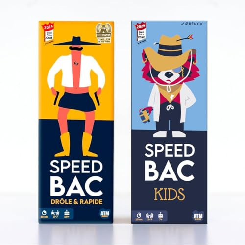 ATM Gaming Lot Speedbac Jaune Famille et Amis + Speedbac Kids - Parfait pour Mettre l'ambiance - 2 à 7 Joueurs - Grand Prix du Jouet 2024 - A Partir de 7 Ans