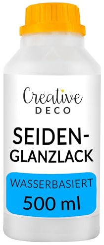 Creative Deco Vernice Acrilica Satinata 500 ml | Vernice Trasparente Protettiva a Base d’Acqua per Tela e Pittura | Finitura Satinata per Legno, MDF, Tela, Cemento – per Progetti DIY | Interno/Esterno