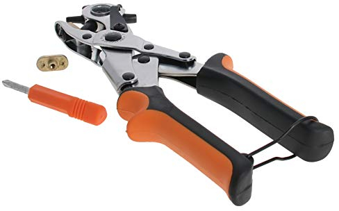 Utoolmart Crafts Revolving-Leder-Lochzangen-Set, Typ A, Doppelschnitt, Ellipse, dreifach in 45#Stahl, drehbare Schnellgrößenverstellung Zange für Ledergürtel Uhren Vinyl-Kunststoff-Handtaschen 2st