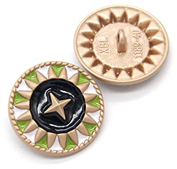 5 PCS Gold Metal Round Pearl Buttons for Clothing Women Coat Garment Buttons for Handmade Sewing Crafts (#8, 25mm)