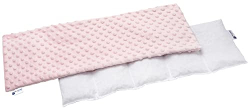 Medi Partners Cherry Pit mikrovågssäker 60x20cm storkornig värmekudde 800g 100% bomull 5 kammare avtagbart överdrag - Cherry Pit kudde för nacke och axlar, kylterapi (Rosa Minky)