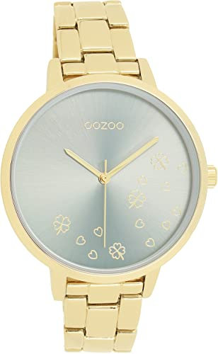 Oozoo Timepieces Damen Uhr in Gold Grün | Armbanduhr Damen mit Edelstahlarmband | Hochwertige Uhr für Frauen| Edle Analog Damenuhr in rund C11123