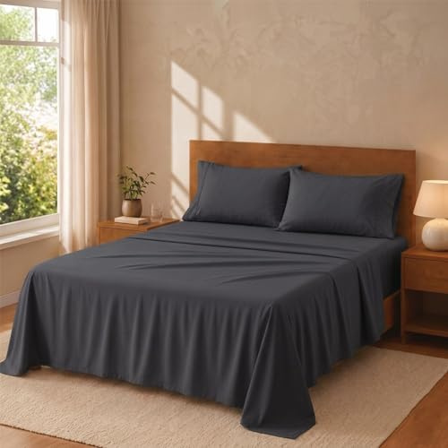 Degrees Home Premium lakanset 135 x 190 cm 4 delar: justerbart lakan, bänkskiva och 2 örngott 50 x 70 – borstad mikrofiber, mjuk, Oeko-Tex-certifierad